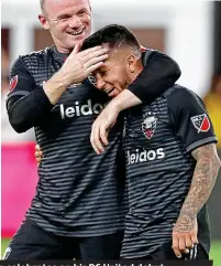  ?? AP/USA TODAY ?? Washington wizard: Rooney remonstrat­es then celebrates on his DC United debut
