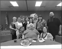  ?? MDR File Photo ?? Richard Folds is surrounded by Malvern Daily Record employees during his retirement party in July 2018.