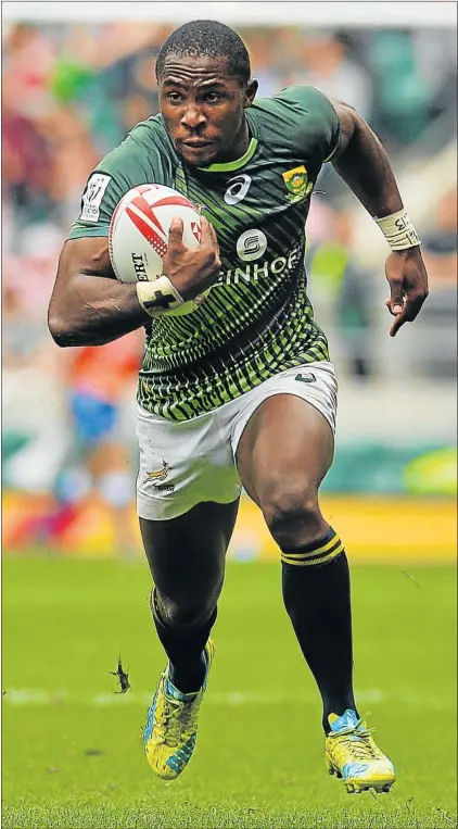  ?? Picture: GALLO IMAGES ?? FLYING THE FLAG: Maclear’s Blitzbok, Siviwe Soyizwapi, shows his flair at the HSBC World Rugby Sevens Series played at Twickenham Stadium, London last week