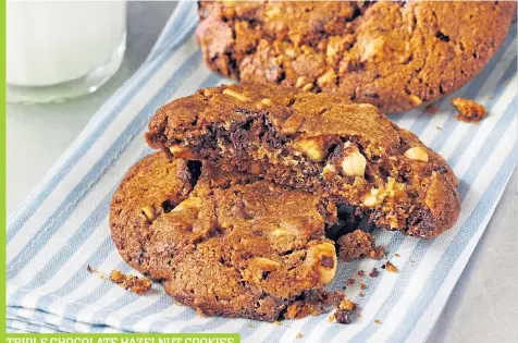  ??  ?? triple chocolate hazelnut cookies