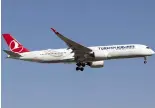  ?? SOPA Images/Fabrizio Gandolfo/AP ?? Turkish Airlines was the top-rated European carrier at the World Airline Awards 2022.