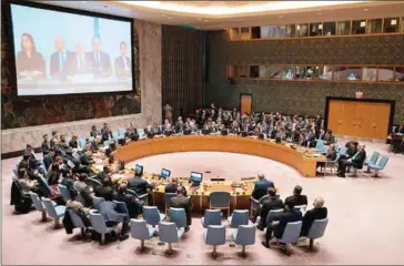  ??  ?? The UN Security Council opened an emergency session on Monday following an alleged chemical weapons attack in Syria that killed dozens and triggered calls for a response.