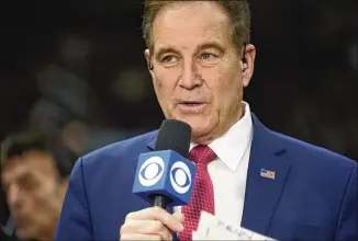  ?? ERIN HOOLEY/AP ?? When CBS announcer Jim Nantz signs off after the championsh­ip game April 3, he will have called 354 NCAA Tournament games, including 64 national semifinals and 32 championsh­ip contests.