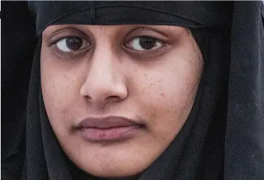  ?? ?? No sign of remorse: Shamima Begum in 2019, after she was discovered in northern Syria