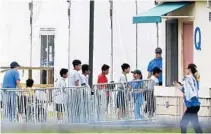  ?? BRYNN ANDERSON/AP ?? In this June 20, 2018 file photo, immigrant children walk in a line outside the Homestead Temporary Shelter for Unaccompan­ied Children, last June. The location is a former Job Corps site.