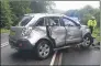  ??  ?? Mags Stewart’s car after incident between Onich and Corran Ferry on July 27.