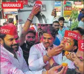  ??  ?? ▪ (Clockwise) Samajwadi Party workers celebratin­g their party's victory in Gorakhpur and Phulpur bypolls in Lucknow, Varanasi and Allahabad on Wednesday. VARANASI