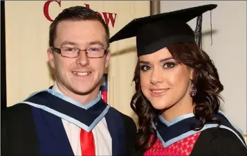  ??  ?? Cian Lalor from Ardcavan and Nadine O’Brien from Wexford at the IT Carlow Wexford Campus graduation day in the Opera House.