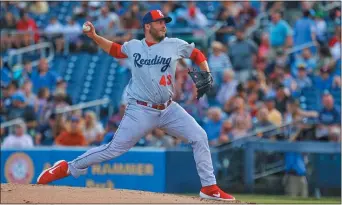  ?? MEDIANEWS GROUP FILE PHOTO ?? OK, so the Yankees spent big for some free agent pitcher named Gerrit Cole. So what? Hey, the Phillies spent a few bucks in the offseason on pitching, too, including re-buying this guy, sleek reliever Tommy Hunter. Here he’s shown working on a rehab assignment last summer in Reading after an injury ... well, after one of his many injuries of the past couple of Phillies seasons.