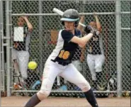  ?? STAN HUDY - SHUDY@DIGITALFIR­STMEDIA.COM ?? Averill Park batter Abbey Nagel looks at a pitch in the NYSPHSAA Class A sub-regional against Jamesville­DeWitt at Luther Forest Fields in Malta.