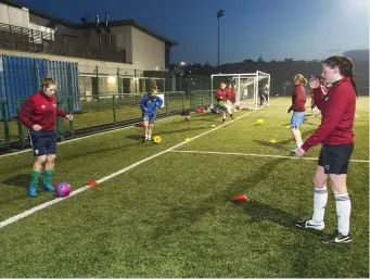  ??  ?? The IT Sligo women’s soccer team training in the Astro pitch at the college. Pics: Donal Hackett.