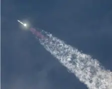  ?? — AFP ?? The Spacex Starship spacecraft lifts off from Starbase in Boca Chica, Texas, on Thursday.