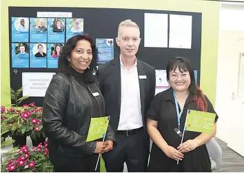  ?? ?? CCG marketing and communicat­ions manager Irasha White with CEO Dale Gemmel and business developmen­t manager Den Lim.