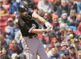  ?? MARY SCHWALM/AP ?? Jose Abreu hits a two-run double during the third inning.