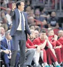  ?? LYNNE SLADKY/AP ?? Coach Erik Spoelstra and the Heat have done what has been needed this season against struggling opponents. The Heat are 5-0 against teams with losing records.