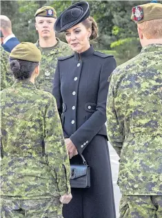  ?? ?? Princess of Wales meets troops deployed for the Queen’s funeral at an Army training centre in Surrey
Picture Jonathan Buckmaster