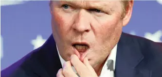  ?? | EPA-EFE ?? RONALD Koeman reacts during a press conference as Barcelona’s head coach in Barcelona, Spain.