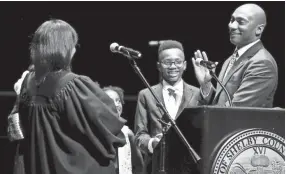  ?? APPEAL ?? Lee Harris is sworn in as the mayor of Shelby County at ceremonies Aug. 30 at the Cannon Center of the Performing Arts in Memphis. MARK WEBER / THE COMMERCIAL