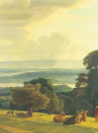  ??  ?? The Bend In The Severn At Newnham by Charles March Gere
Charles March Gere’s painting of cheese rolling on Cooper’s Hill