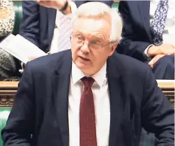  ?? AP ?? Brexit Secretary David Davis speaks in the House of Commons, London during the second reading debate on the EU on Tuesday, January 31.