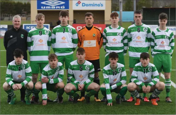  ??  ?? Jimmy Falvey Memorial Cup league semi-final played at Mounthawk Soccer grounds . Killarney Celtic ( GREEN ) in action during the game . Photo by Domnick Walsh