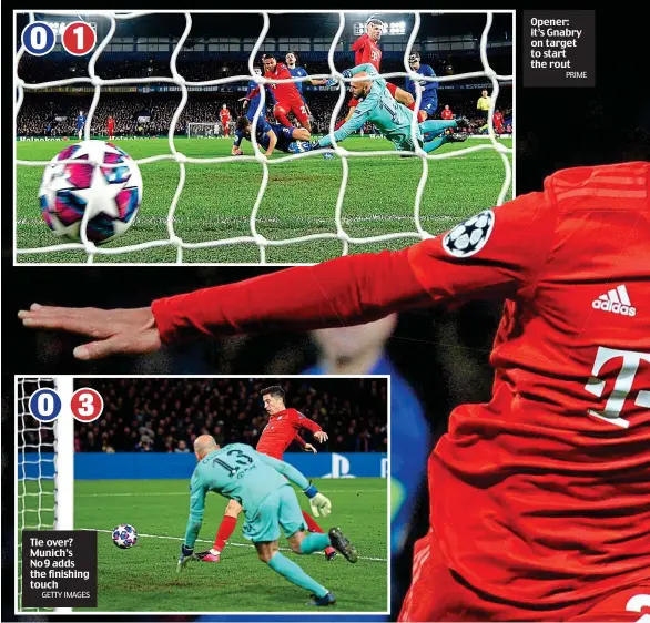  ?? GETTY IMAGES PRIME ?? Tie over? Munich’s No 9 adds the finishing touch
Opener: it’s Gnabry on target to start the rout