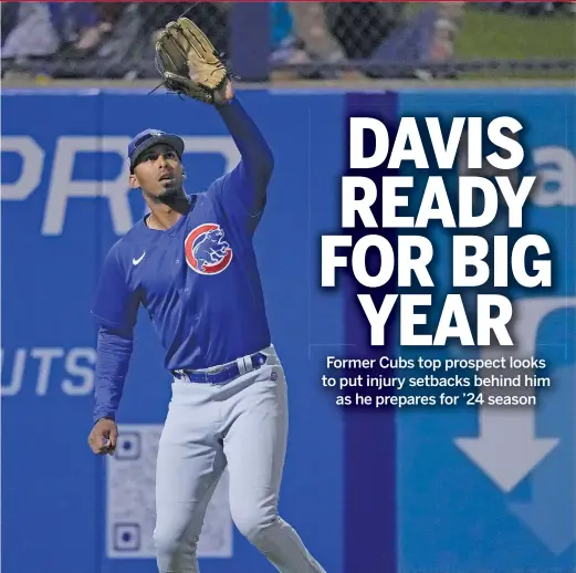  ?? CHARLIE RIEDEL/AP ?? “Injuries are part of the game and they make you stronger for it,” said outfielder Brennen Davis, who dealt with the injury bug for two consecutiv­e seasons.