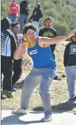  ?? ?? Elijah Lucero gets ready to shot put on Saturday (April 30).