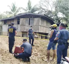  ?? ?? A couple from San Lorenzo, Guimaras was brutally killed. Their decomposin­g bodies were found on Friday afternoon, March 15, outside their house.