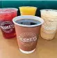  ??  ?? Rodkeys offers drinks that include brewed coffee, Crimson Berry tea, a mango smoothie and a caramel latte.