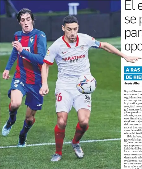  ?? EUROPA PRESS
Jesús Alba ?? Bryan Gil persigue a Jesús Navas en un lance del partido disputado ayer en Ipurua.