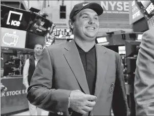  ?? AP PHOTO ?? Masters golf tournament winner Patrick Reed visits the trading floor of the New York Stock Exchange, Monday.