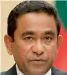  ??  ?? Yameen’s government said it would not obey the Supreme Court order to free a group of imprisoned opposition leaders.