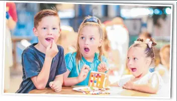  ?? Picture: TIM MARSDEN ?? Robina Town Centre is hosting a Gingerbrea­d Decorating workshop. George Welman, 6, sneaks a lolly but is spotted by Eve Welman, 8, and Indi Welman, 6.