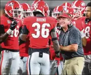  ?? CURTIS COMPTON/AJC 2021 ?? UGA coach Kirby Smart tells his players, “Do not fall victim to the disease that, ‘We’re too good, we can’t be beat!’ They are going to tell you that!”