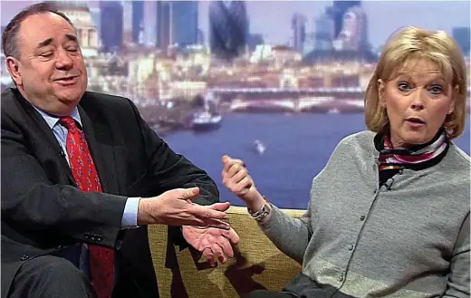  ??  ?? Head-to-head: Tory MP Anna Soubry and former SNP leader Alex Salmond clashing on the Andrew Marr Show yesterday