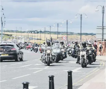  ?? ?? The Rolling Thunder veterans’ motorbike procession on Seaham seafront.