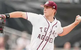  ?? Courtesy of Texas A&M athletics ?? Troy Wansing, a transfer from Purdue, allowed one hit over eight innings as Texas A&M opened its SEC tournament run with a 3-0 win over Tennessee.