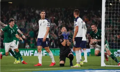  ??  ?? Ireland players celebrate after Serbia’s Nikola Milenkovic (No 4) scores the own goal for 1-1. Photograph: Paul Childs/Action Images/ Reuters