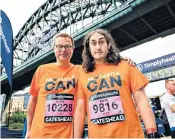  ??  ?? Making changes: during the show, Hugh joins Ross Noble on the Great North Run, left