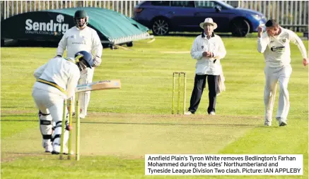  ??  ?? Annfield Plain’s Tyron White removes Bedlington’s Farhan Mohammed during the sides’ Northumber­land and Tyneside League Division Two clash. Picture: IAN APPLEBY