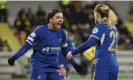  ?? FC/Getty Images ?? Sam Kerr (left) and Erin Cuthbert celebrate after the latter scored Chelsea’s second goal. Photograph: Harriet Lander/Chelsea