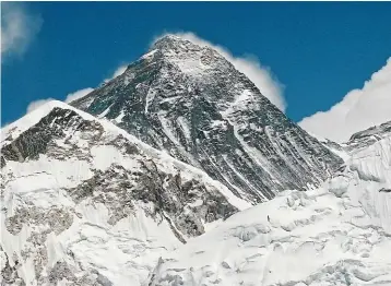  ??  ?? Data from new weather stations indicates that there is significan­t ice melt occurring on Mt Everest, hundreds of metres above the point where air temperatur­es drop below freezing.