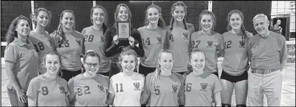  ??  ?? The Cobequid Cougars defeated the Citadel Phoenix in straight sets to win the Dalhousie University high school girls volleyball tournament last weekend. Members of the winning team are, front row, from left, Maddy Ball, Kennedy Wry, Mackay Kincaid-webster, Mariah Putnam and Maddie Greatorex; second row, coach Suzanne Fougere, Hannah Faulkner, Alessandra Ledda, Emma Fortunato, Maddie Macgregor, Macailin Tanner, Emma Shive, Caitlin Whooten, Hannah Huntley and coach Bob Piers.