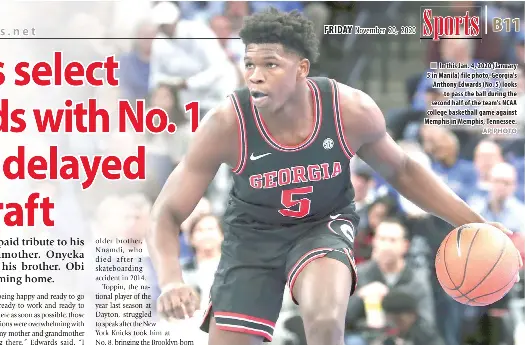 Wolves Select Edwards With No 1 Pick In Delayed Nba Draft Pressreader