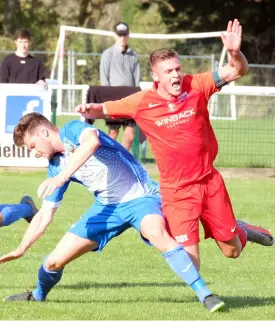  ?? Pictures: Andrew Batt Footballin­Berkshire ?? Binfield captain Sean Moore (pictured) scored the fifth in Binfield’s FA Cup victory against AFC Totton.