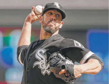  ??  ?? James Shields is 1- 0 with two no- decisions, a 1.69 ERA, 16 strikeouts and nine hits allowed in 16‰ innings. | BRUCE KLUCKHOHN/ AP