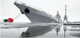  ?? Photo / AP ?? The Northern Fleet's flagship, the Pyotr Veilikiy (Peter the Great) missile cruiser, at its Arctic base of Severomors­k, Russia.