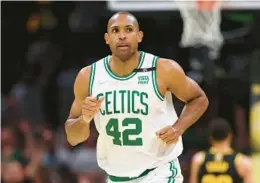  ?? ELSA/GETTY ?? At 36, Al Horford is playing in the NBA Finals for the first time. The Celtics and Warriors faced off in Game 5 on Monday, but the game ended too late for this edition.