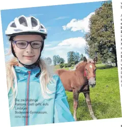  ?? FOTO: PRIVAT ?? Die zwölfjähri­ge Ramona Gietl geht aufs Lindauer Bodensee-Gymnasium.